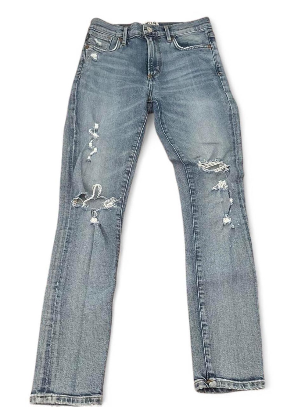 Agolde Blue Distressed Straight Leg Denim Jeans Size 24